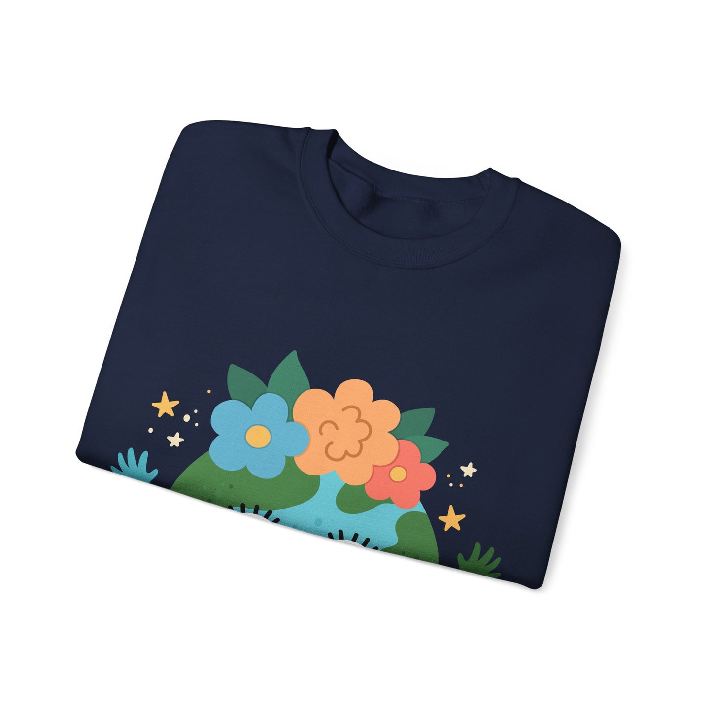 Cute Earth Floral Cartoon Crewneck Sweatshirt