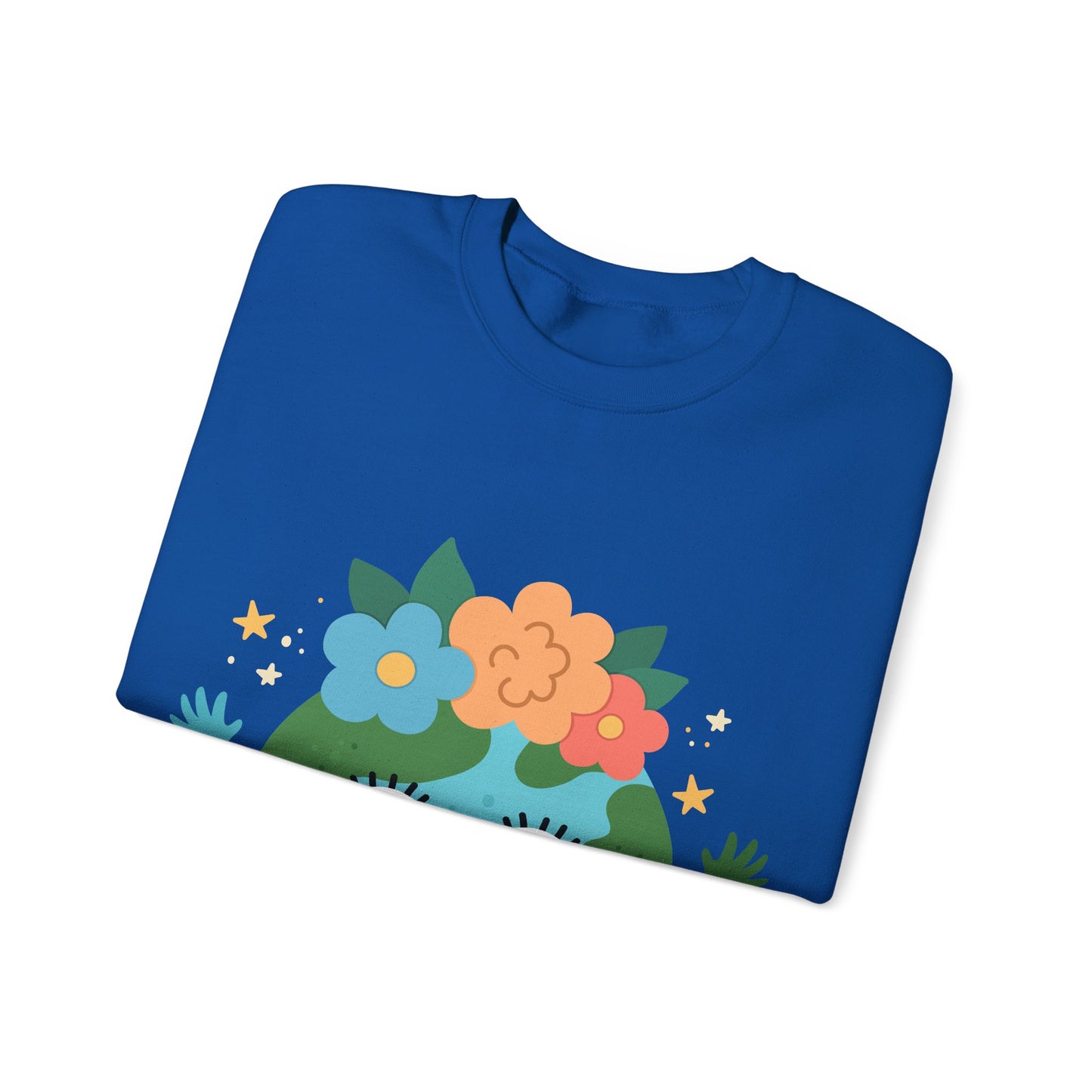 Cute Earth Floral Cartoon Crewneck Sweatshirt
