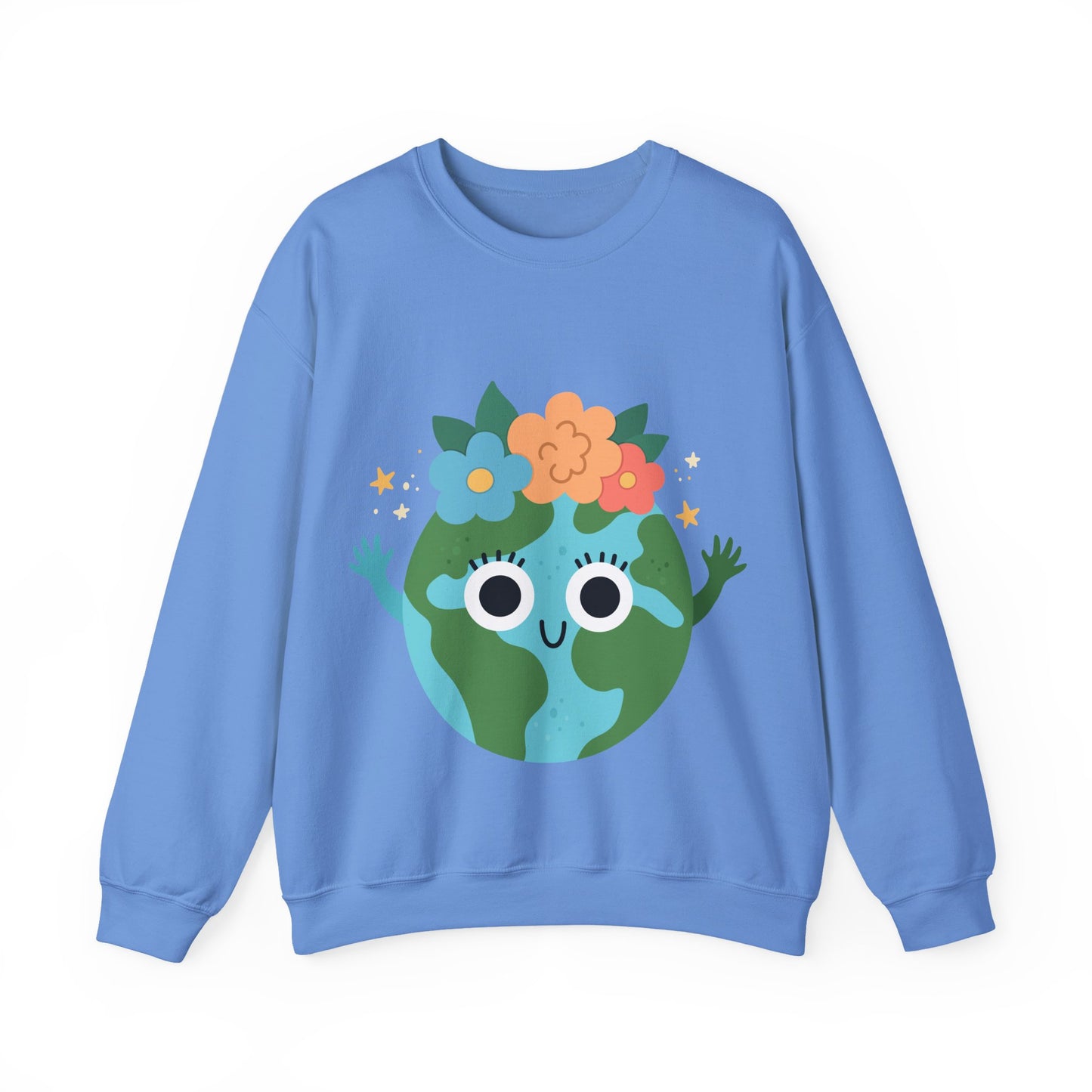 Cute Earth Floral Cartoon Crewneck Sweatshirt