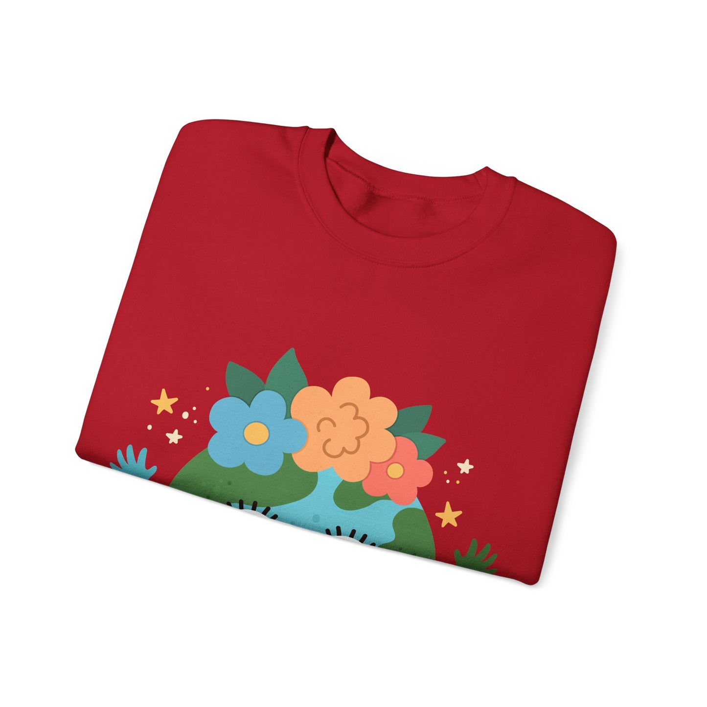 Cute Earth Floral Cartoon Crewneck Sweatshirt