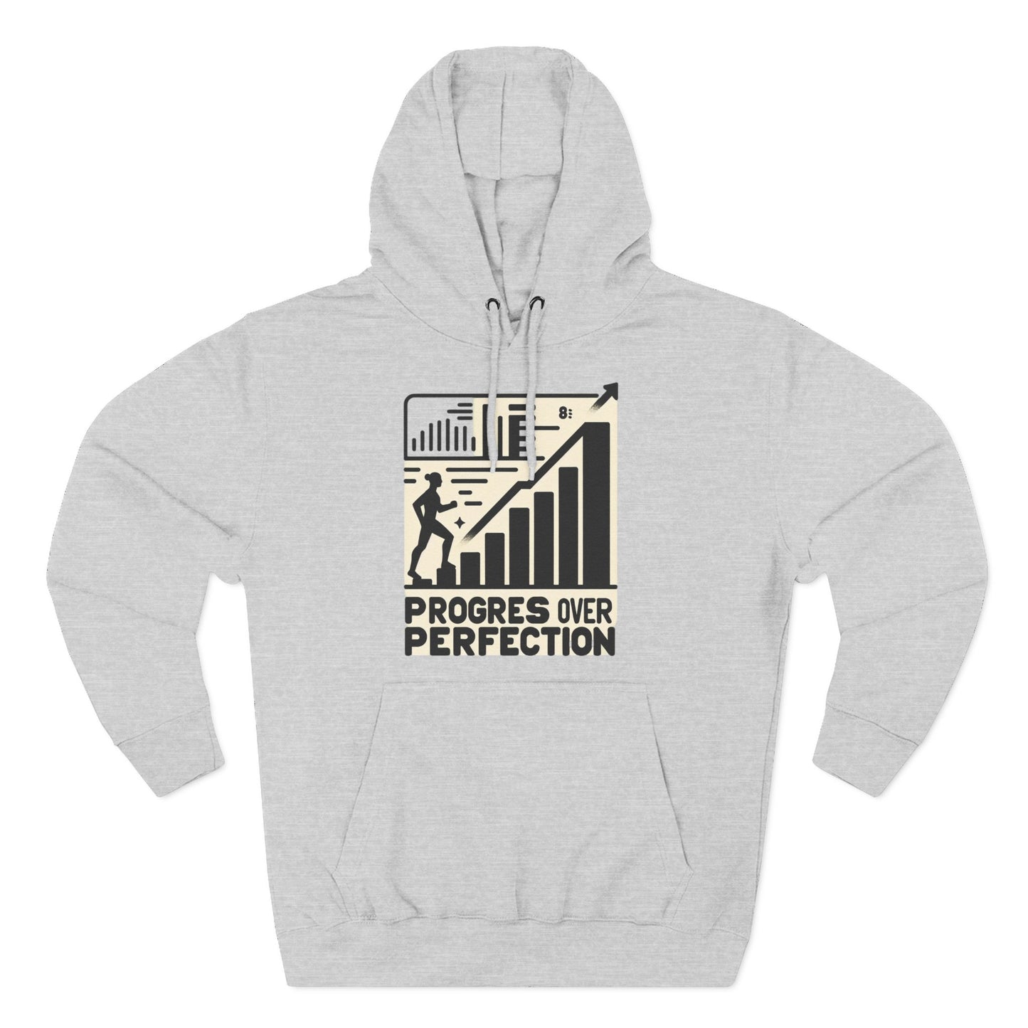 Motivational Fleece Hoodie: Progress Over Perfection, Cozy Sweatshirt, Gift for Achievers, Workout Apparel, Inspirational Fashion