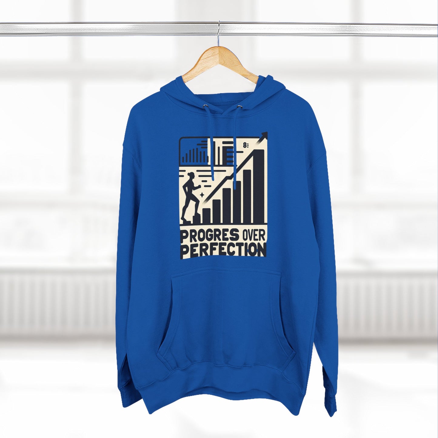 Motivational Fleece Hoodie: Progress Over Perfection, Cozy Sweatshirt, Gift for Achievers, Workout Apparel, Inspirational Fashion