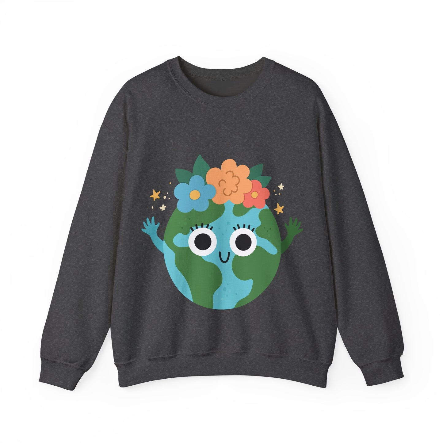 Cute Earth Floral Cartoon Crewneck Sweatshirt