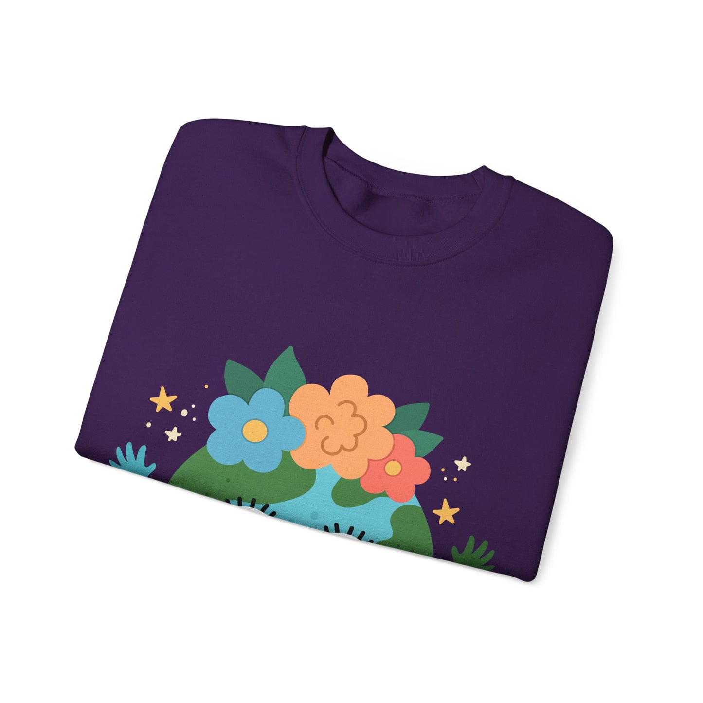 Cute Earth Floral Cartoon Crewneck Sweatshirt