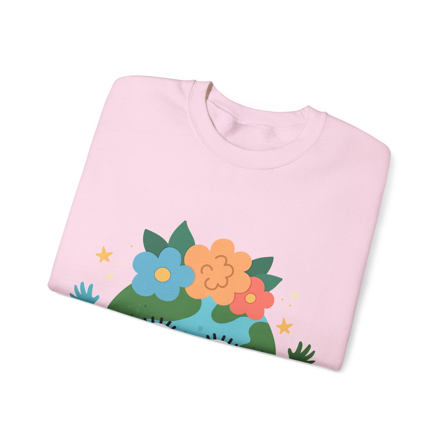 Cute Earth Floral Cartoon Crewneck Sweatshirt