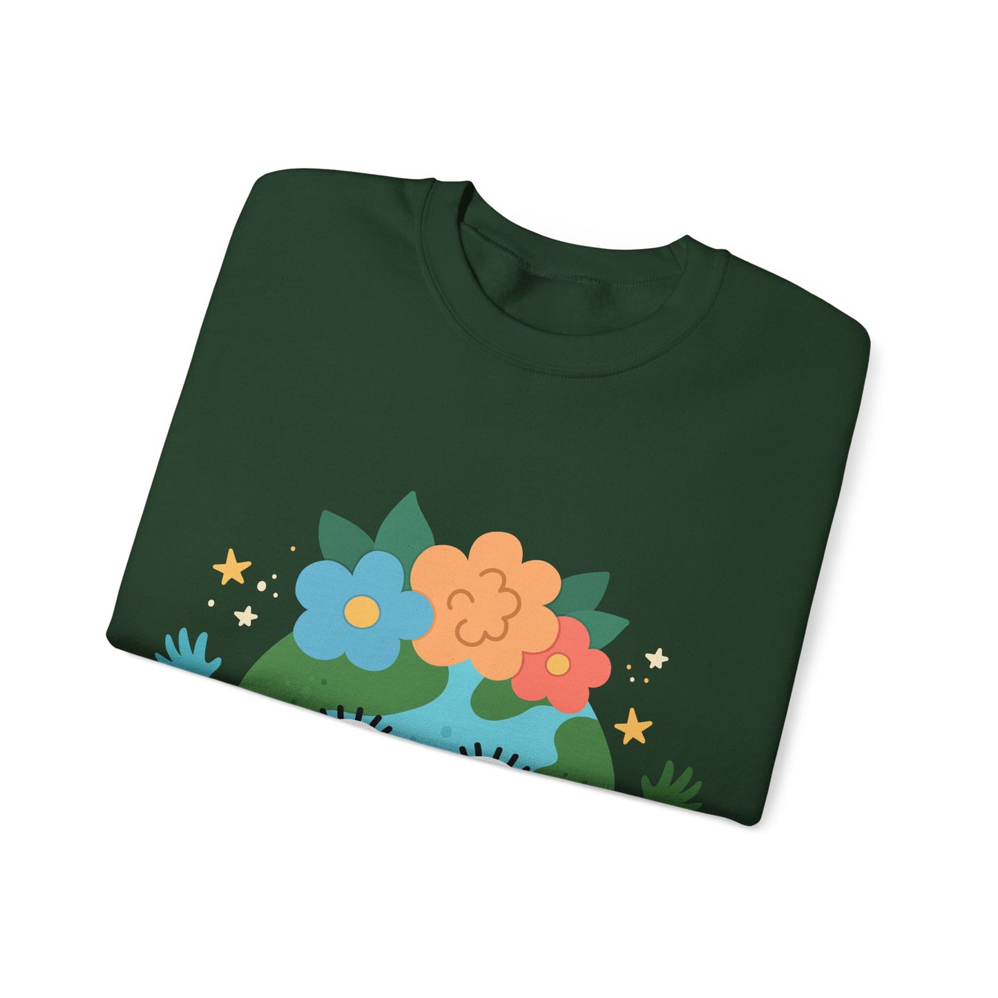 Cute Earth Floral Cartoon Crewneck Sweatshirt