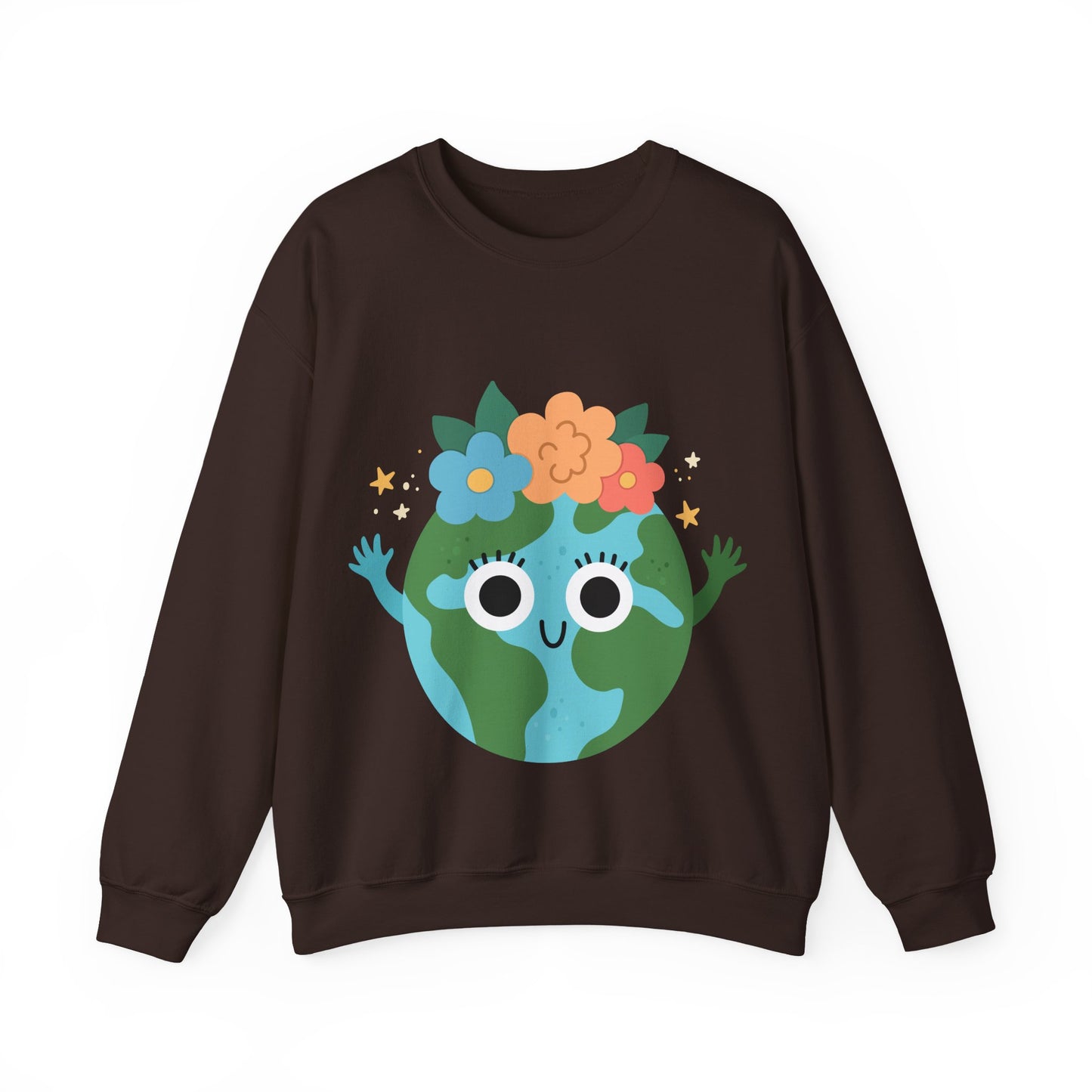 Cute Earth Floral Cartoon Crewneck Sweatshirt
