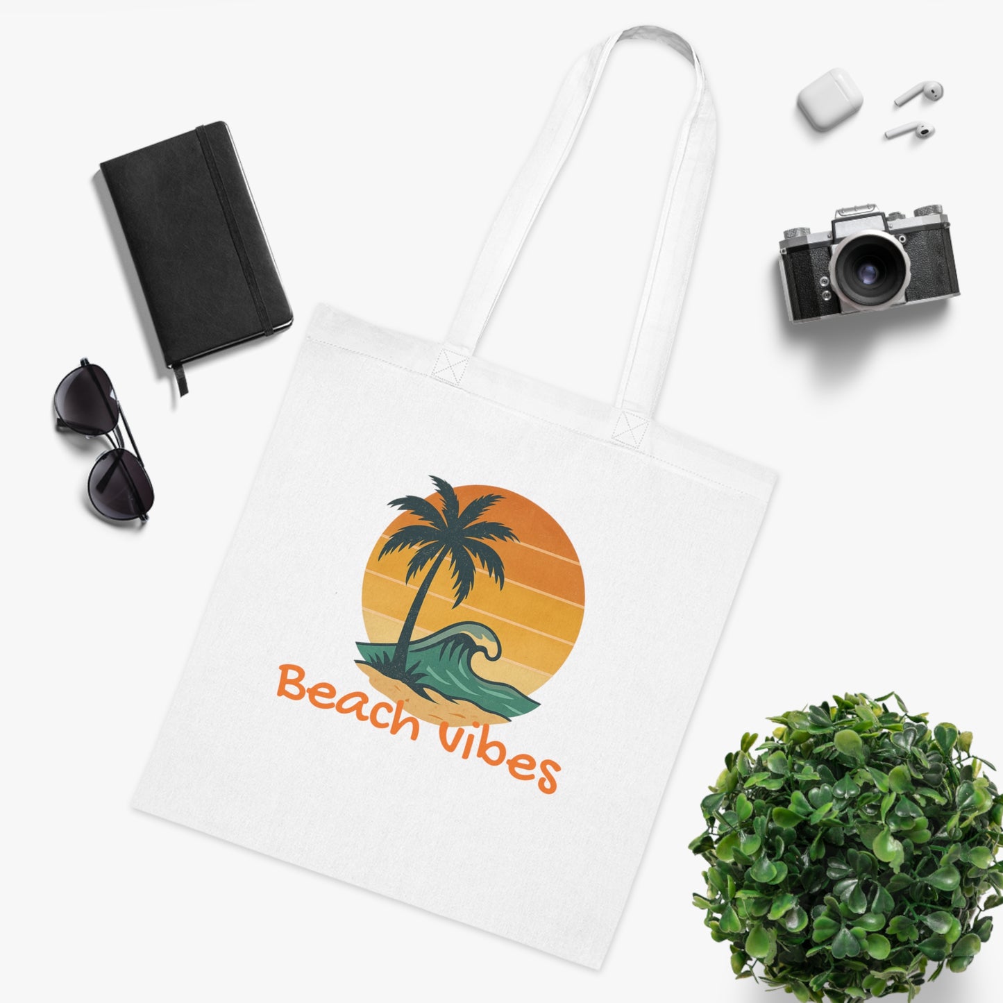 Beach Vibes Cotton Tote Bag