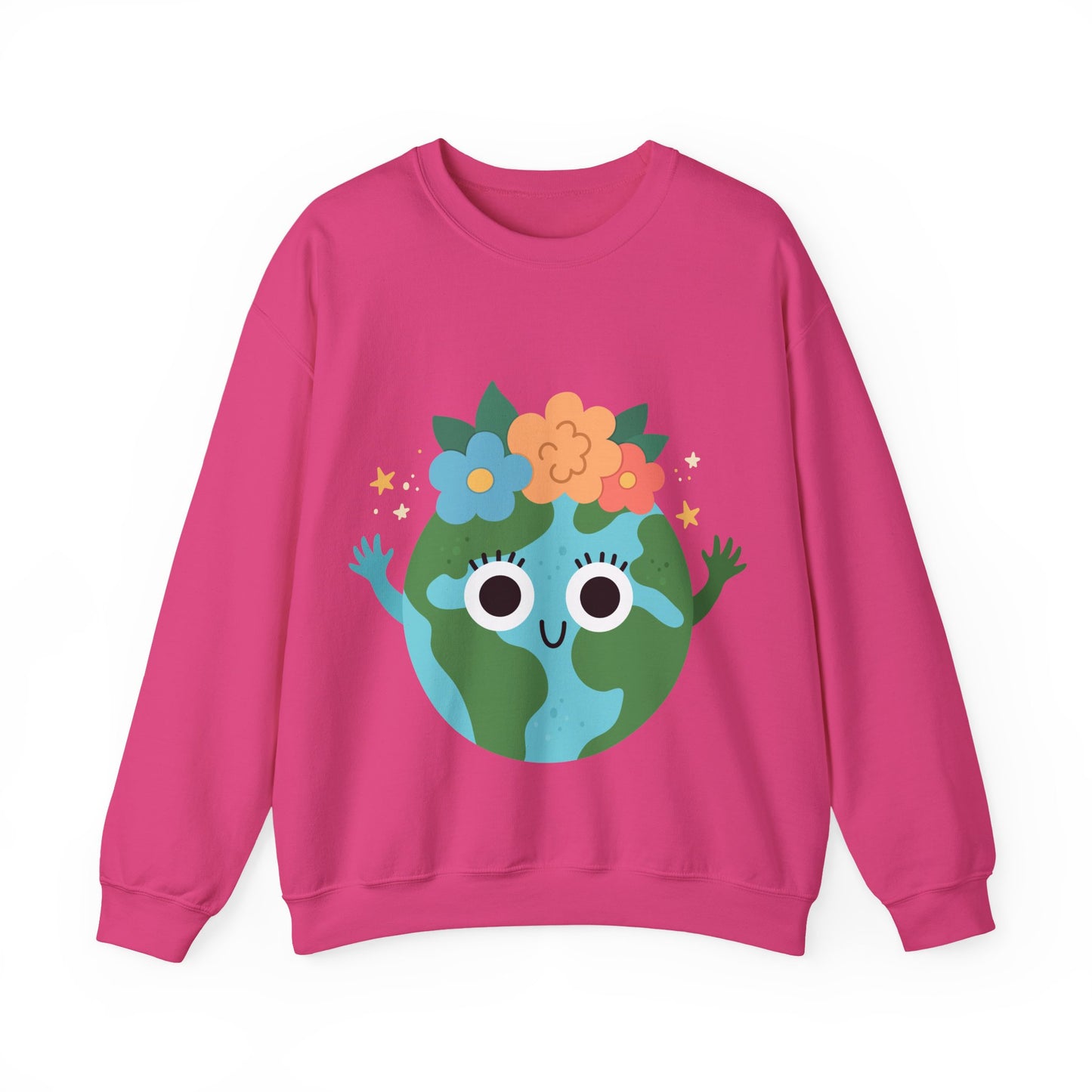 Cute Earth Floral Cartoon Crewneck Sweatshirt