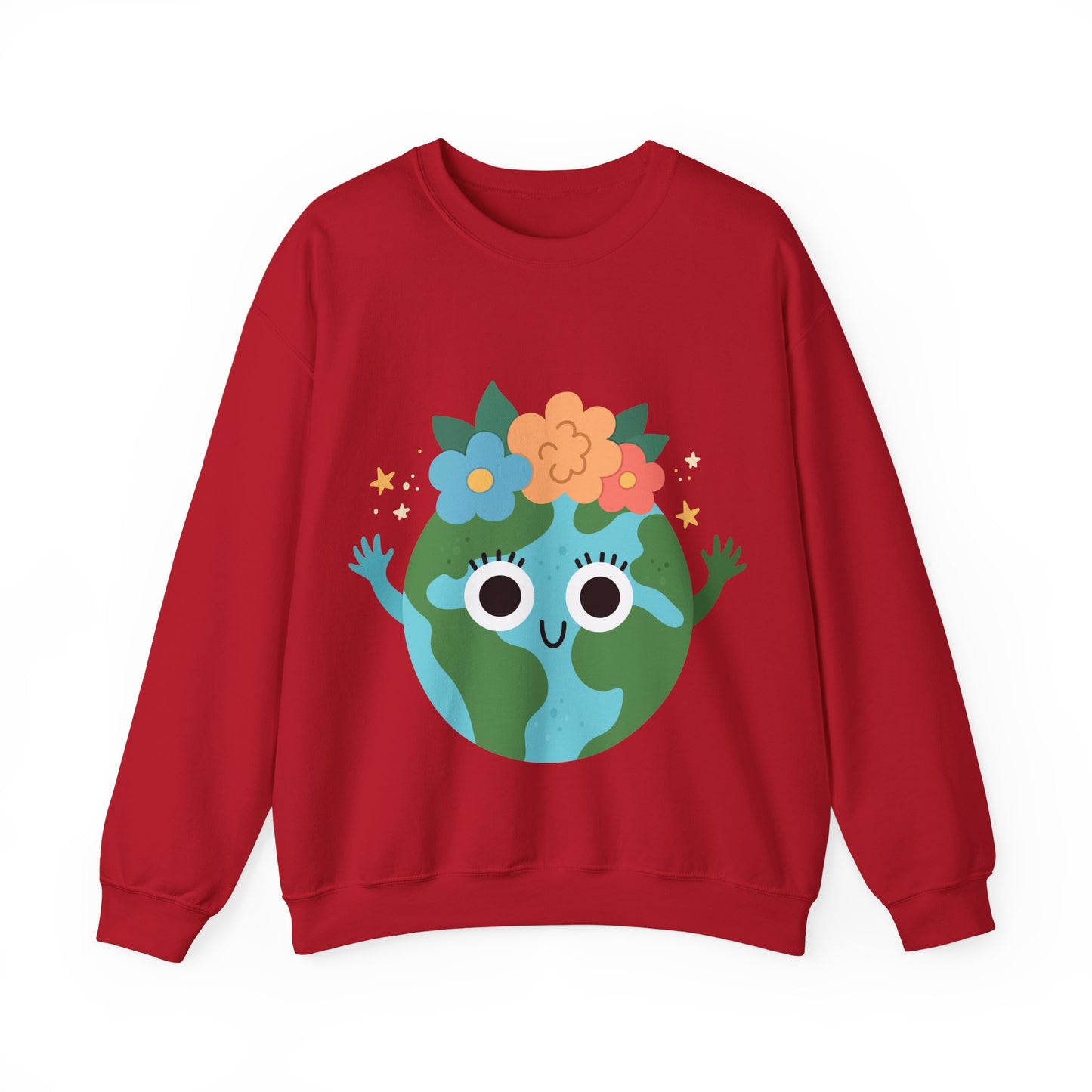 Cute Earth Floral Cartoon Crewneck Sweatshirt