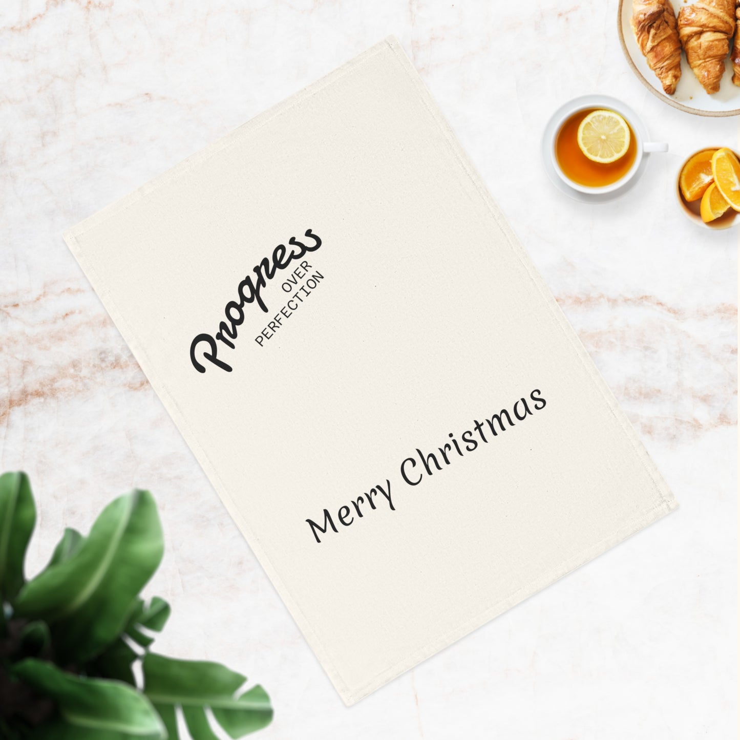 Merry Christmas Cotton Tea Towel — Progress Over Perfection