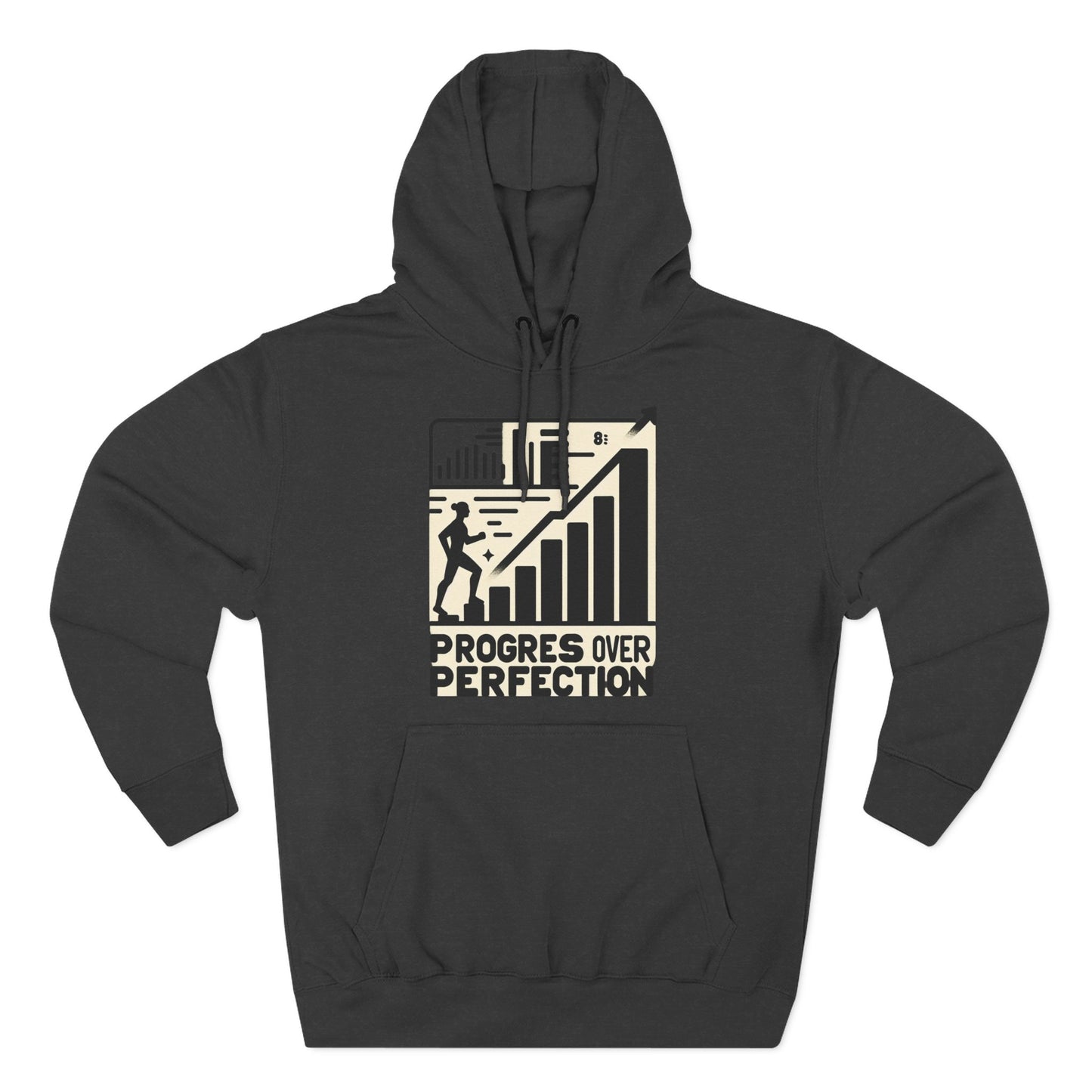 Motivational Fleece Hoodie: Progress Over Perfection, Cozy Sweatshirt, Gift for Achievers, Workout Apparel, Inspirational Fashion