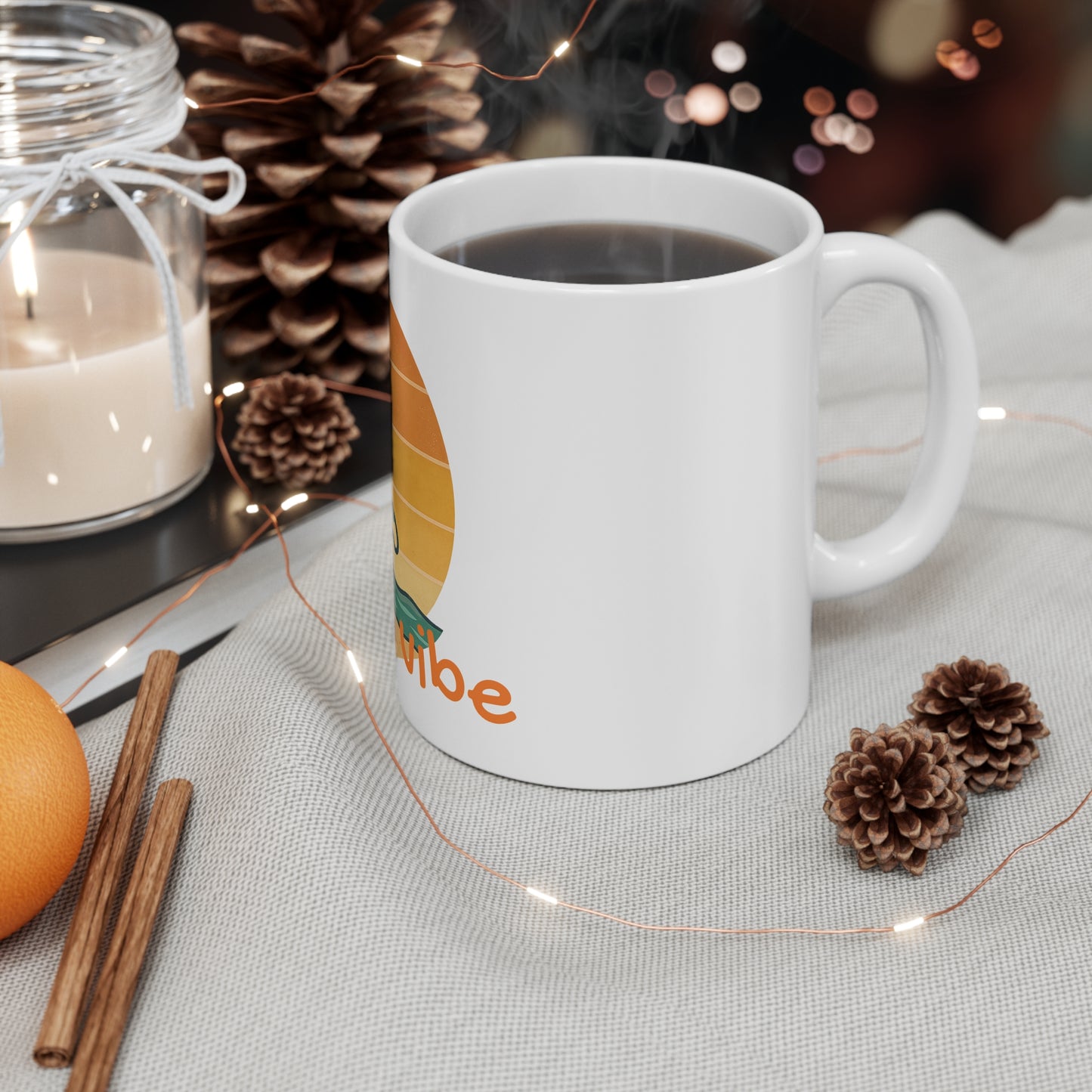 Tropical Sunset Ceramic Coffee Cups, Beach Vibes Mug