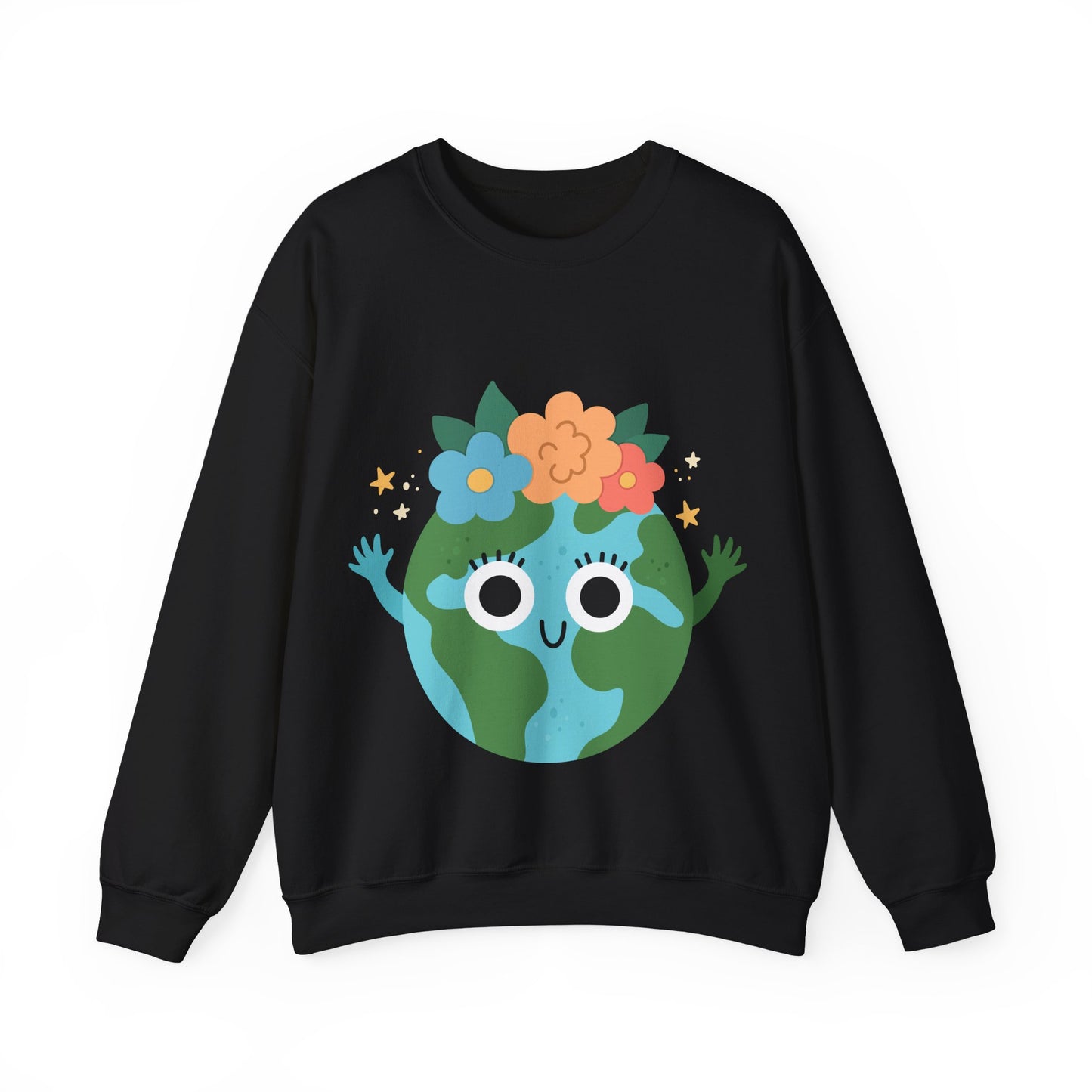 Cute Earth Floral Cartoon Crewneck Sweatshirt