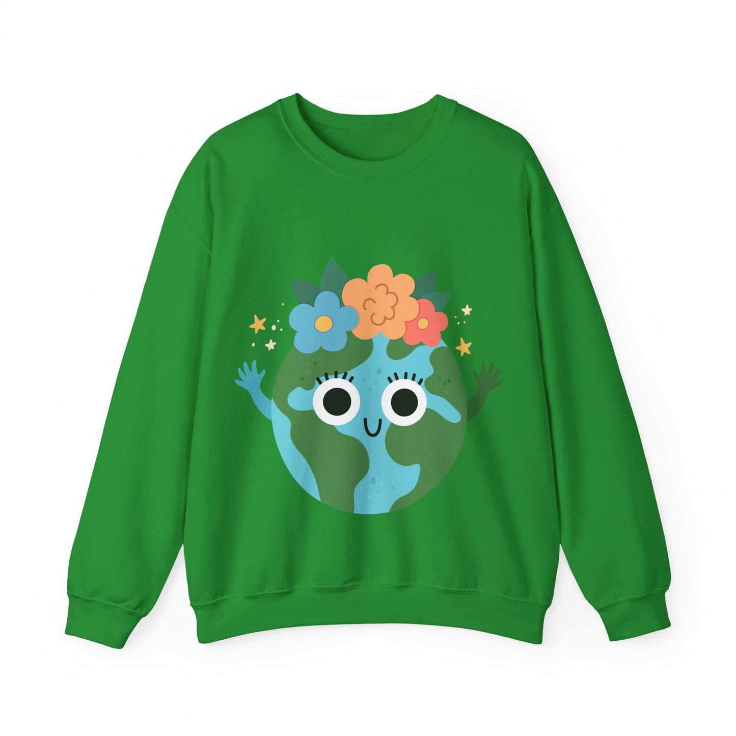 Cute Earth Floral Cartoon Crewneck Sweatshirt