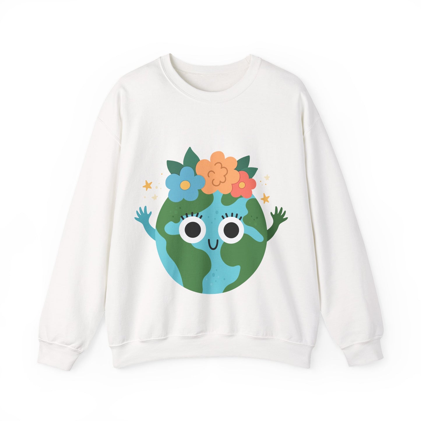 Cute Earth Floral Cartoon Crewneck Sweatshirt