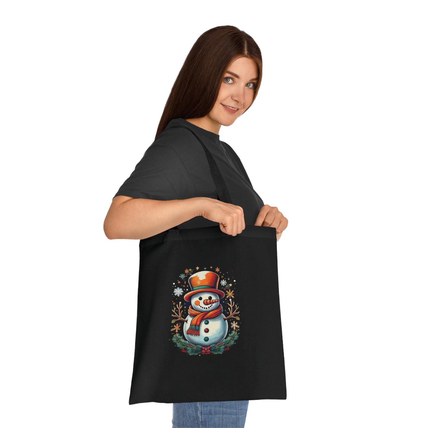 Winter Snowman Cotton Tote Bag