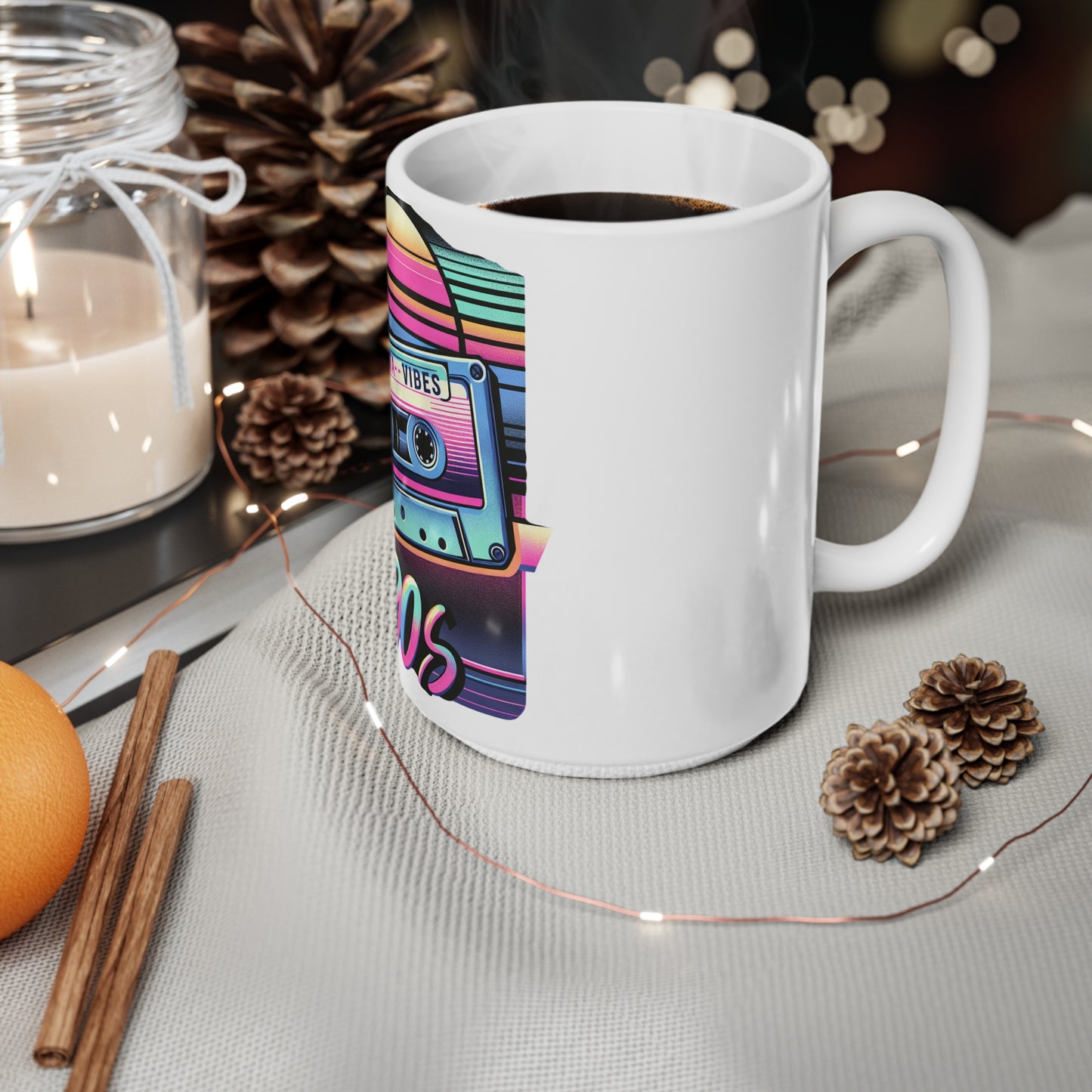 90s Retro Vibes Ceramic Coffee Cup
