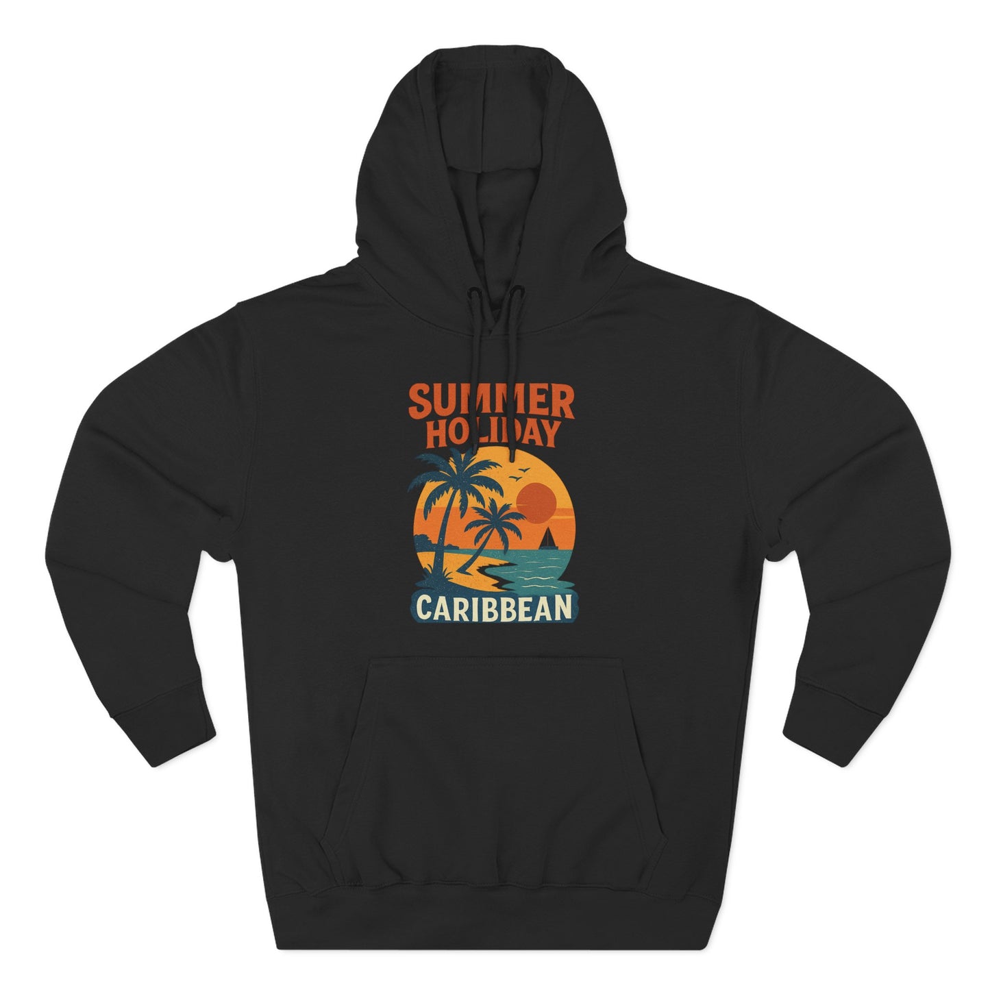 Caribbean Summer Holiday Hoodie, Tropical Fleece Pullover, Beach Vibes Sweatshirt, Vacation Apparel, Gift for Travelers