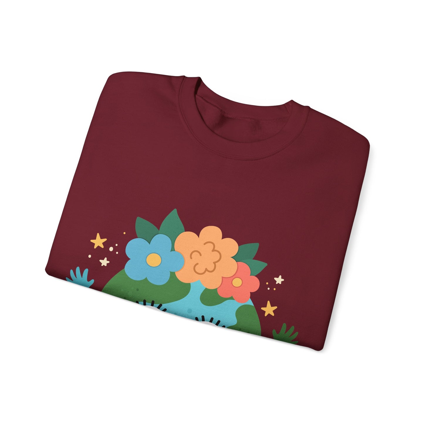 Cute Earth Floral Cartoon Crewneck Sweatshirt
