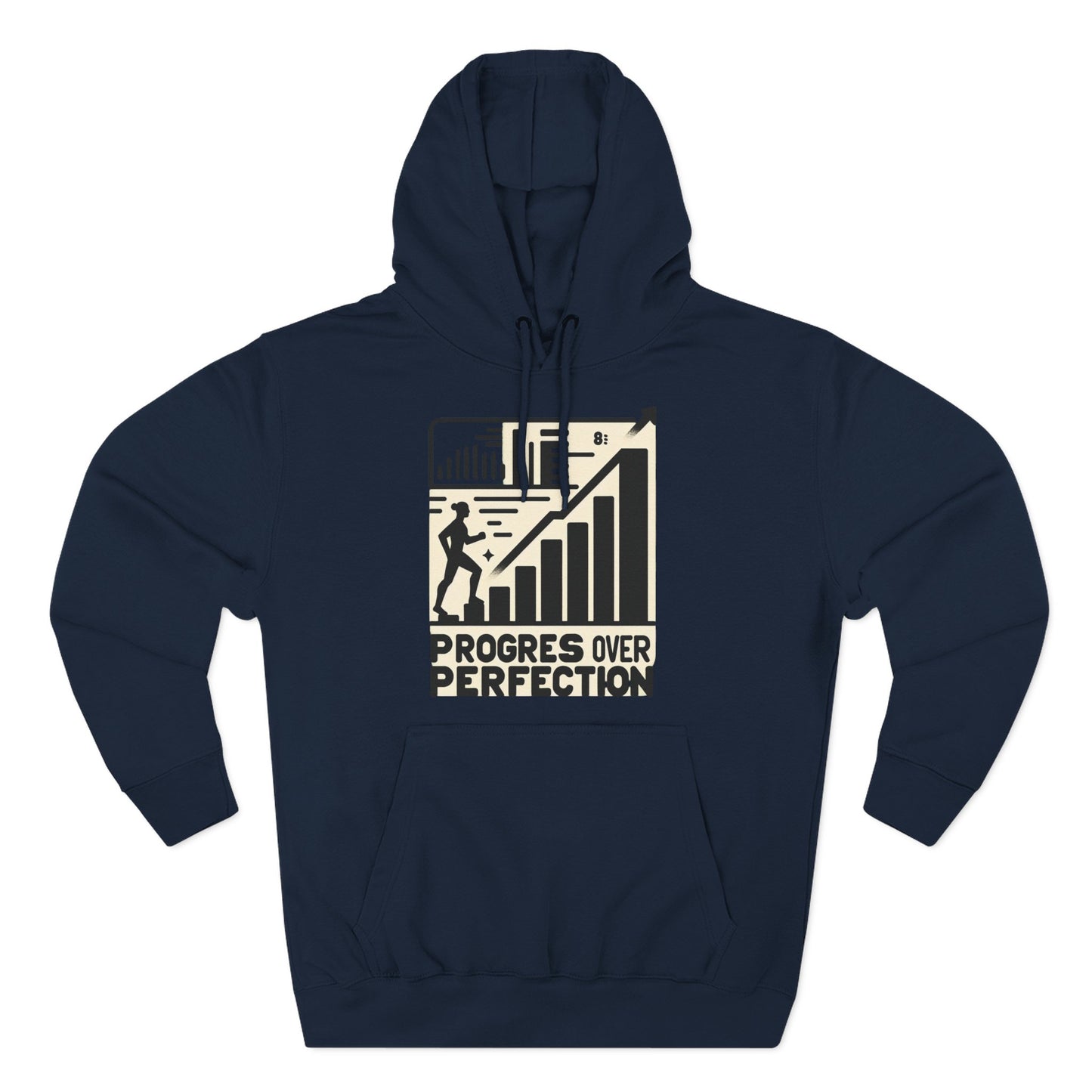 Motivational Fleece Hoodie: Progress Over Perfection, Cozy Sweatshirt, Gift for Achievers, Workout Apparel, Inspirational Fashion