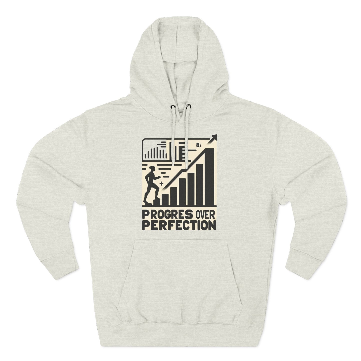 Motivational Fleece Hoodie: Progress Over Perfection, Cozy Sweatshirt, Gift for Achievers, Workout Apparel, Inspirational Fashion