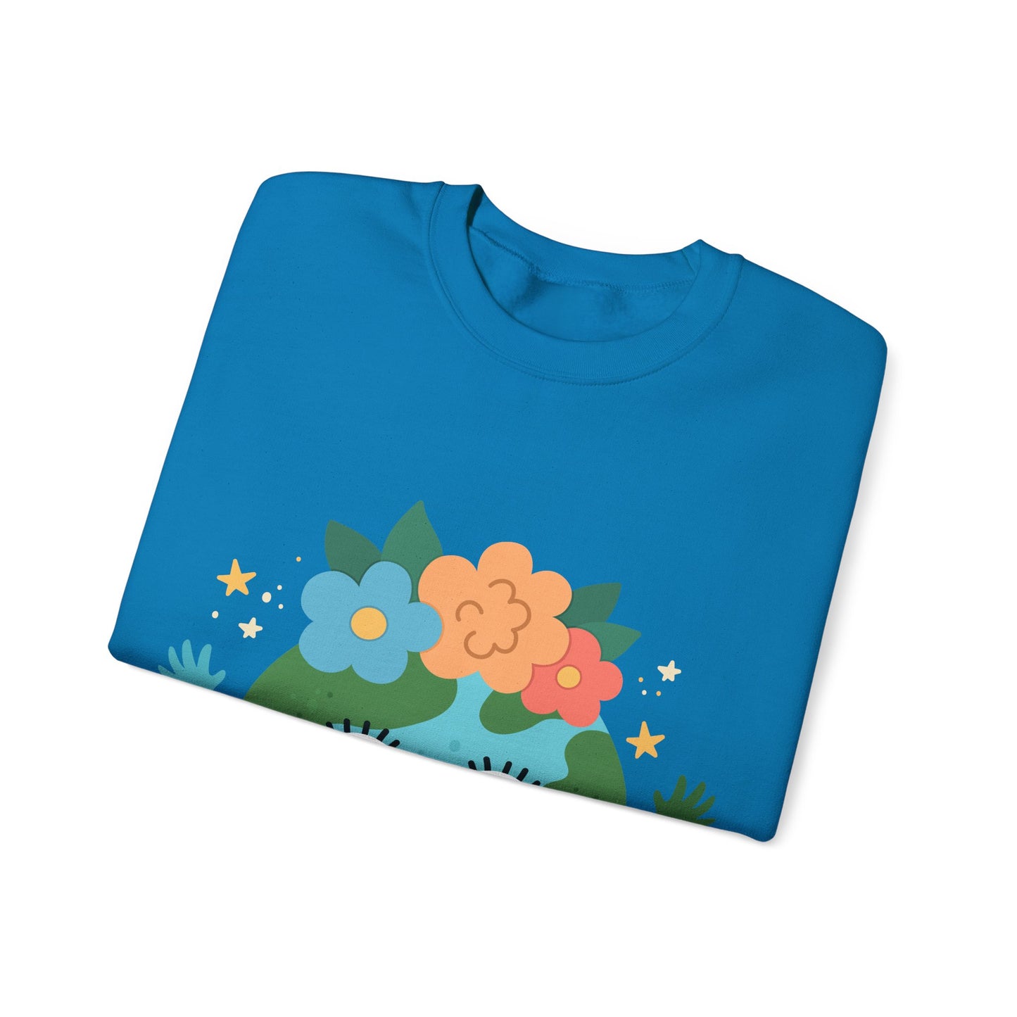 Cute Earth Floral Cartoon Crewneck Sweatshirt