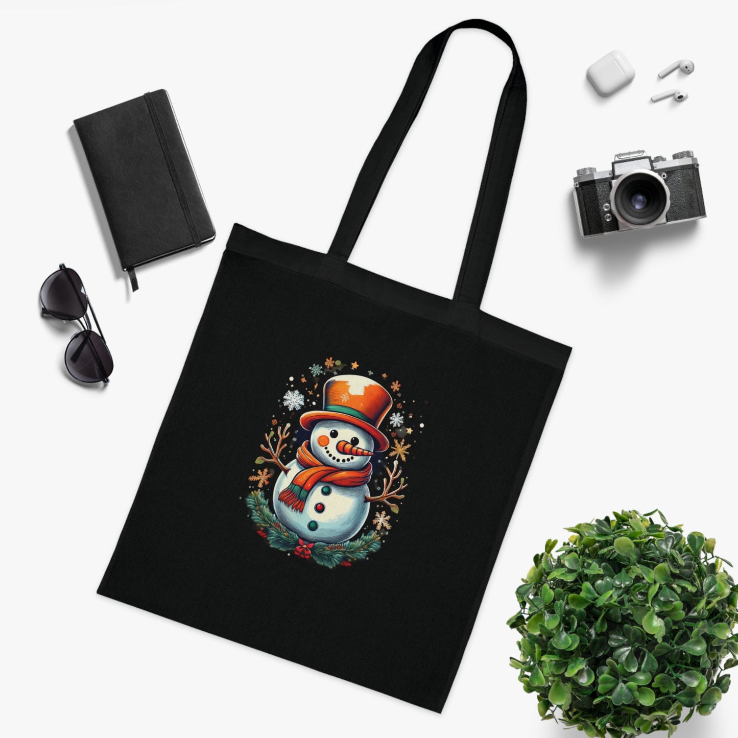 Winter Snowman Cotton Tote Bag