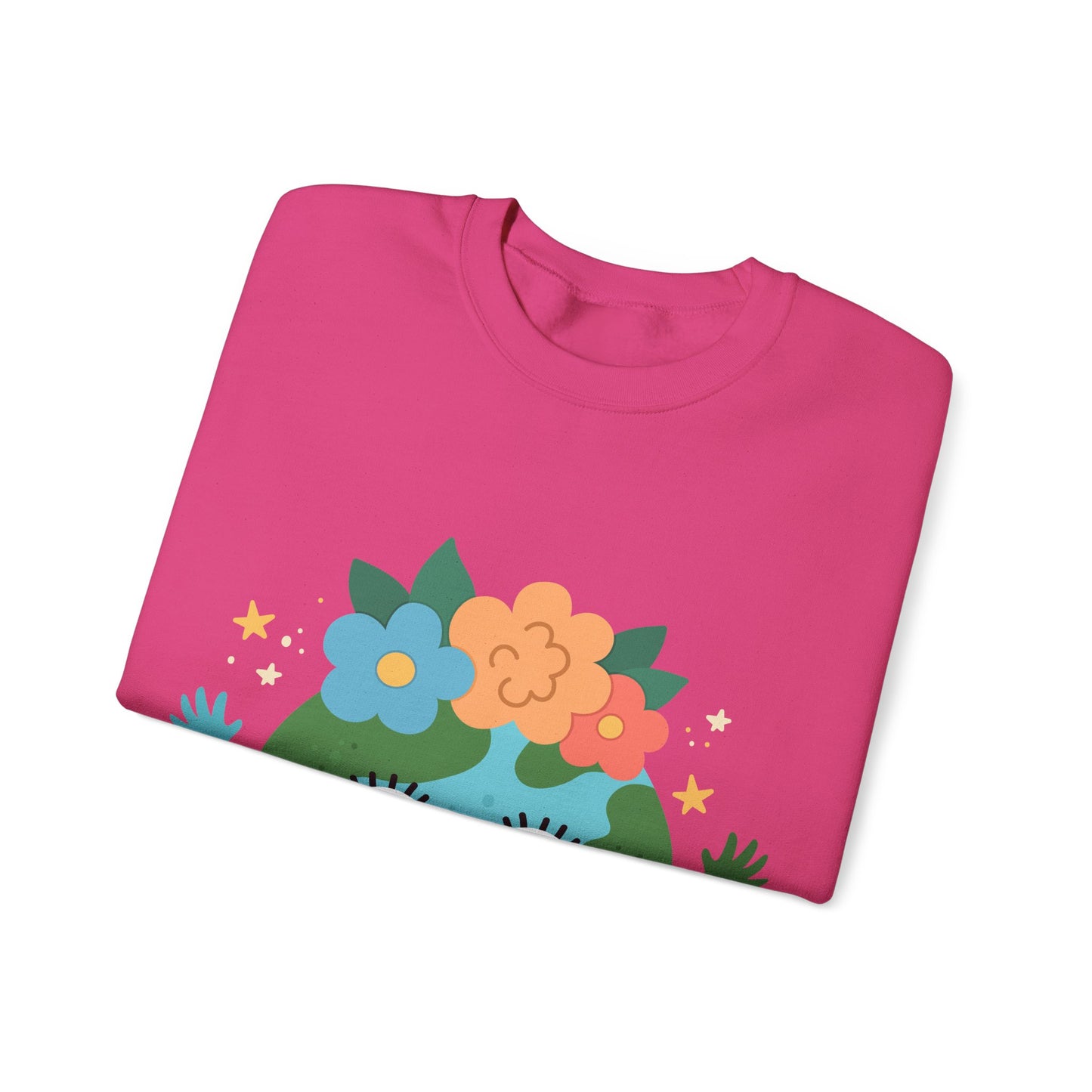 Cute Earth Floral Cartoon Crewneck Sweatshirt