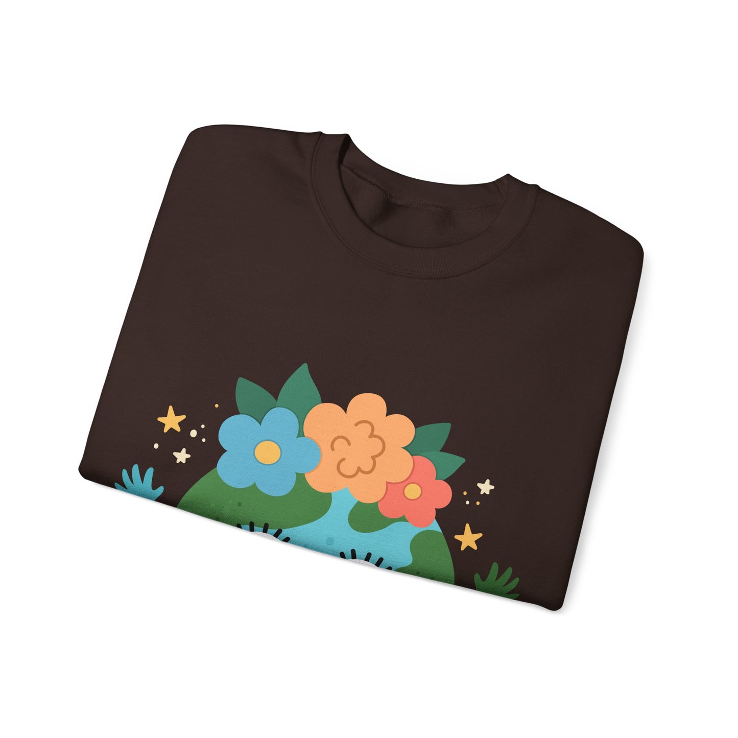 Cute Earth Floral Cartoon Crewneck Sweatshirt