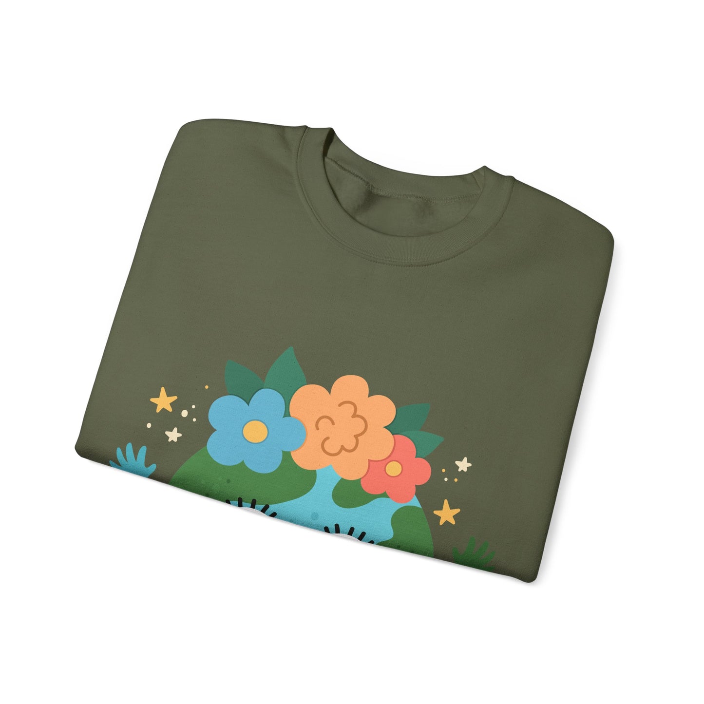 Cute Earth Floral Cartoon Crewneck Sweatshirt