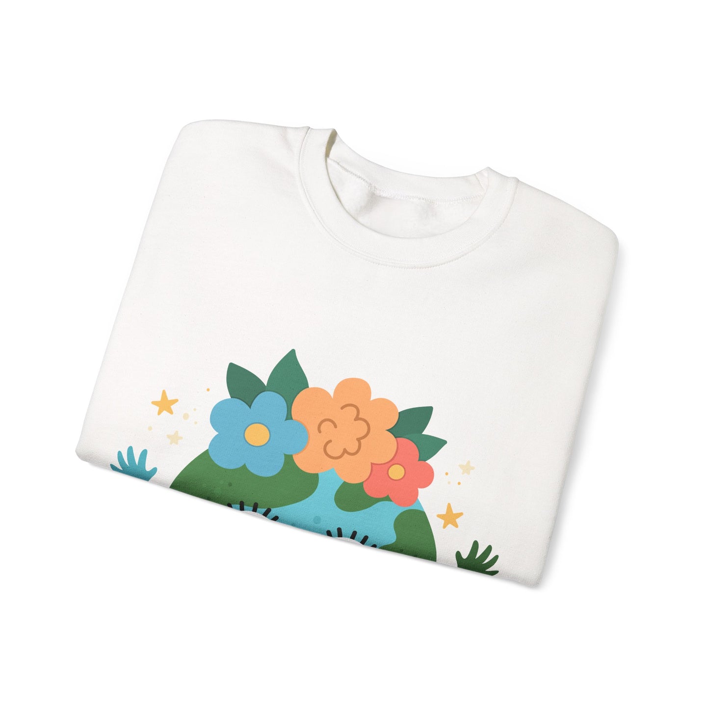 Cute Earth Floral Cartoon Crewneck Sweatshirt