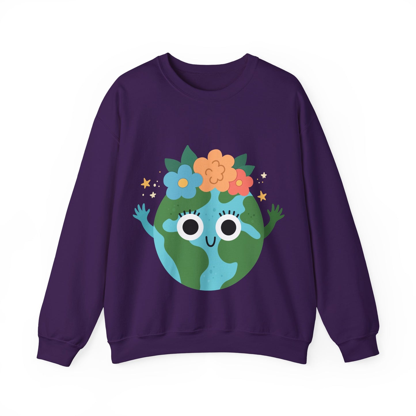 Cute Earth Floral Cartoon Crewneck Sweatshirt