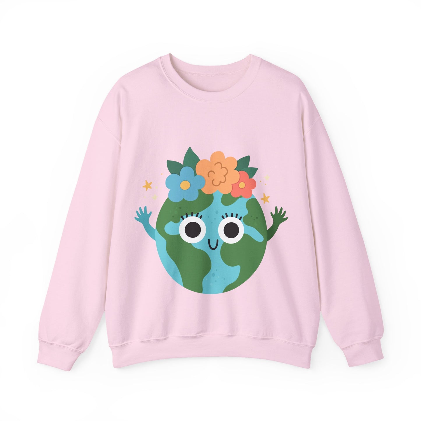 Cute Earth Floral Cartoon Crewneck Sweatshirt