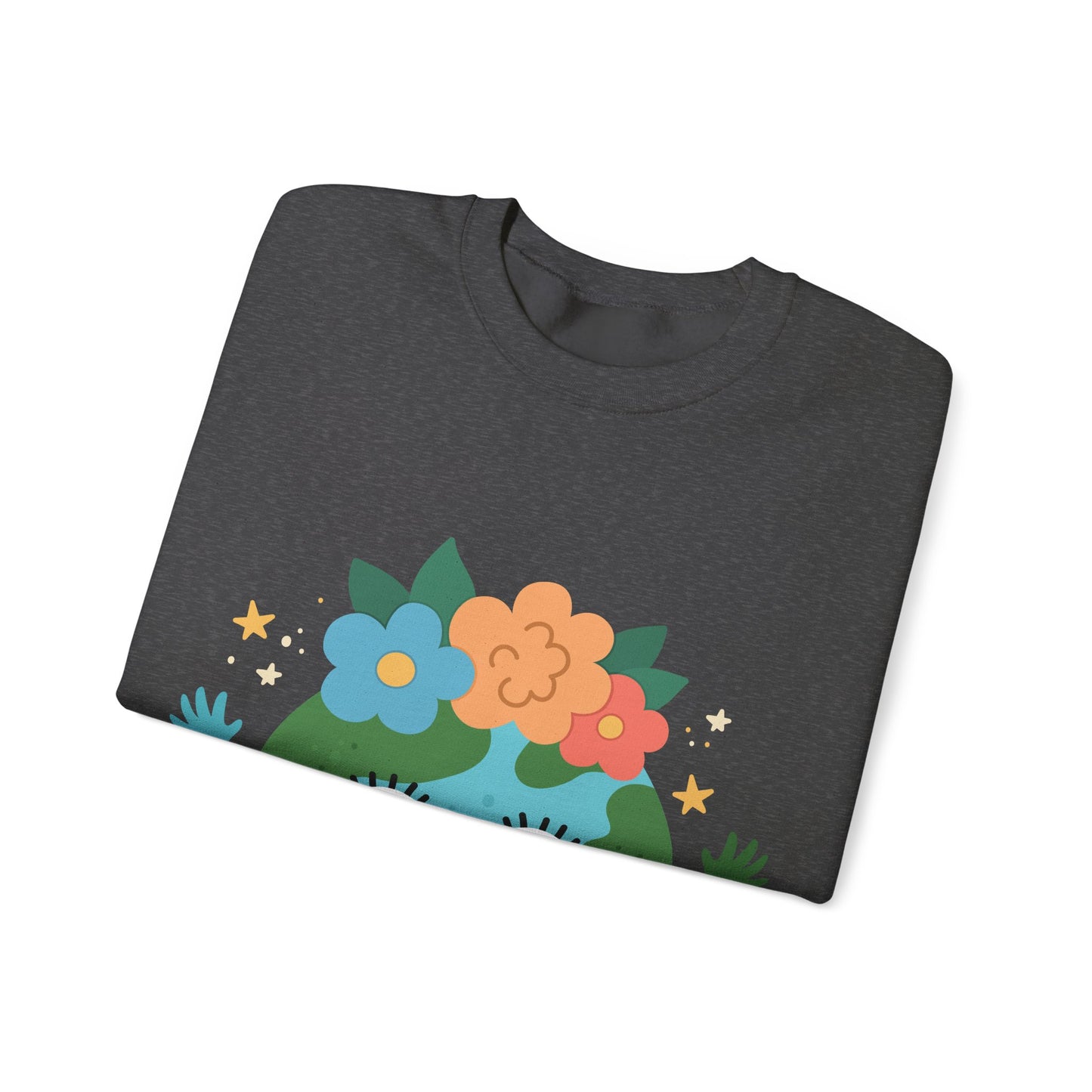 Cute Earth Floral Cartoon Crewneck Sweatshirt