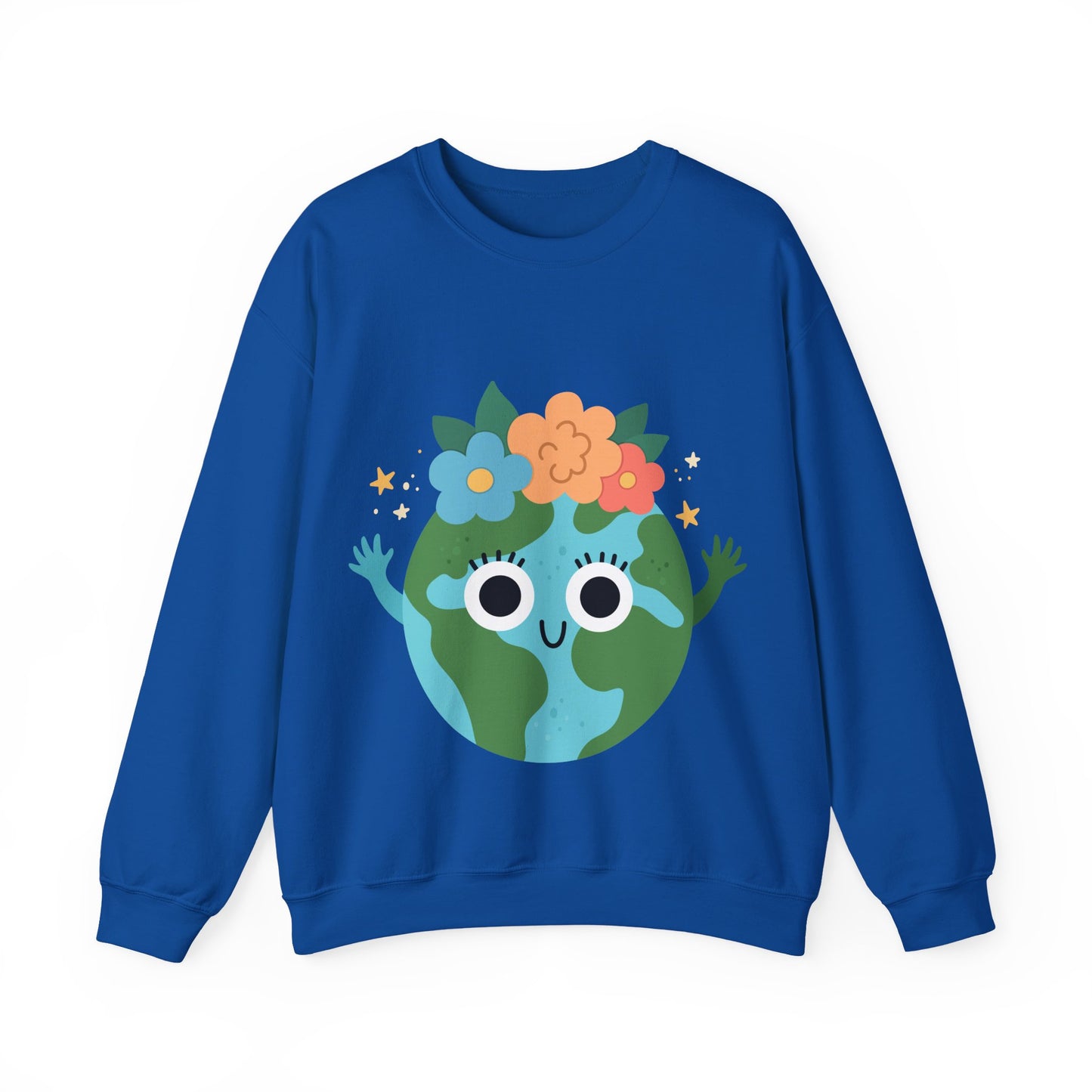 Cute Earth Floral Cartoon Crewneck Sweatshirt