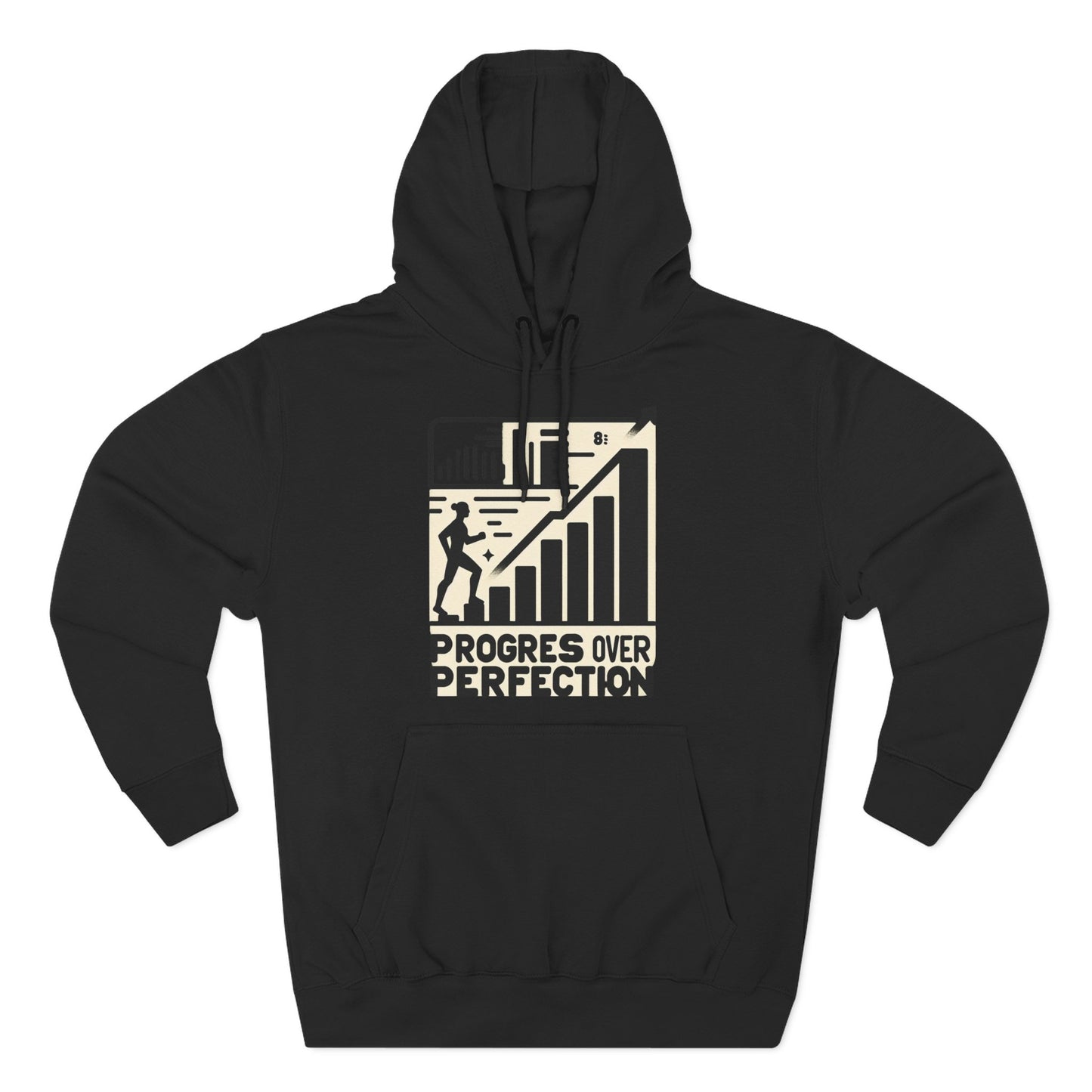 Motivational Fleece Hoodie: Progress Over Perfection, Cozy Sweatshirt, Gift for Achievers, Workout Apparel, Inspirational Fashion