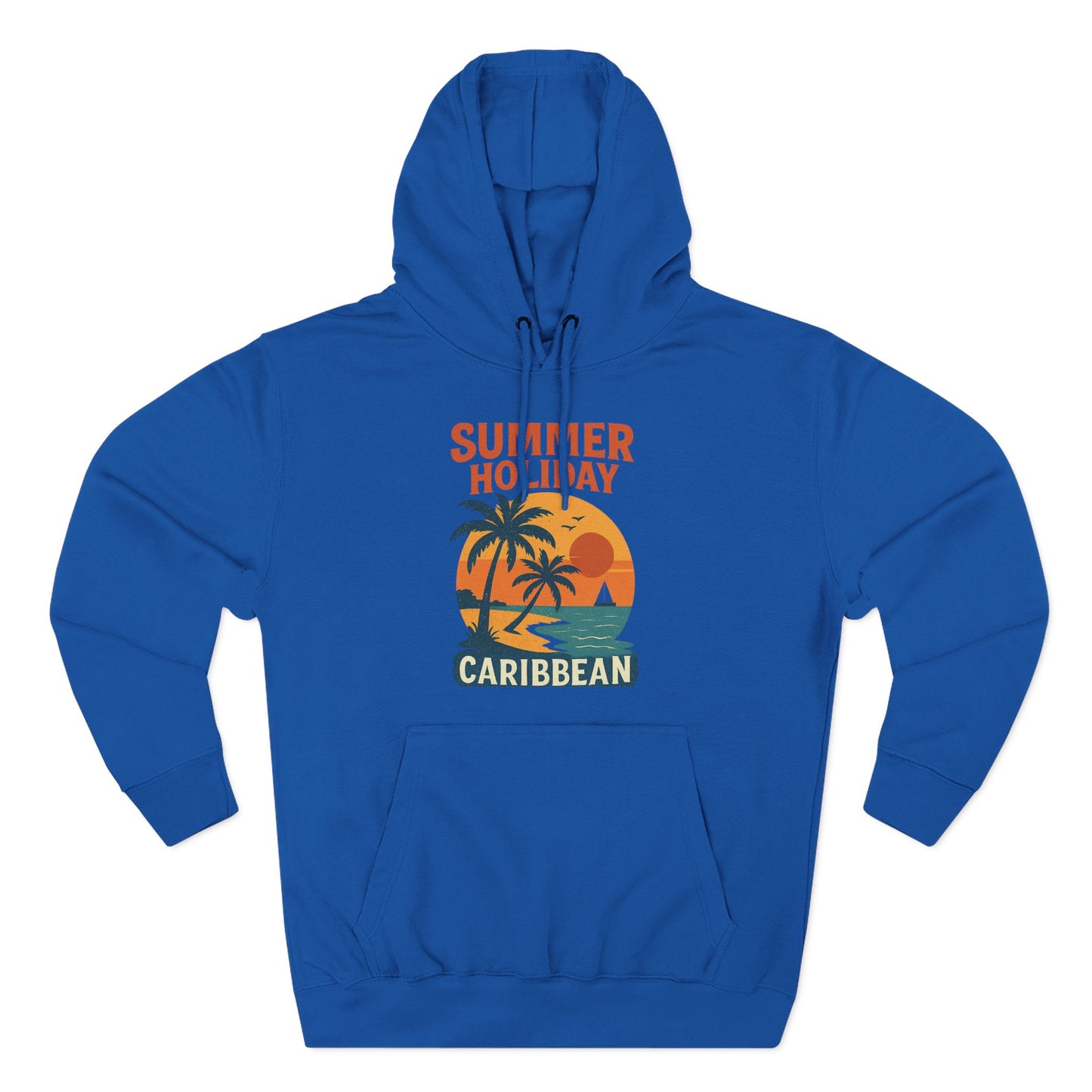 Caribbean Summer Holiday Hoodie, Tropical Fleece Pullover, Beach Vibes Sweatshirt, Vacation Apparel, Gift for Travelers
