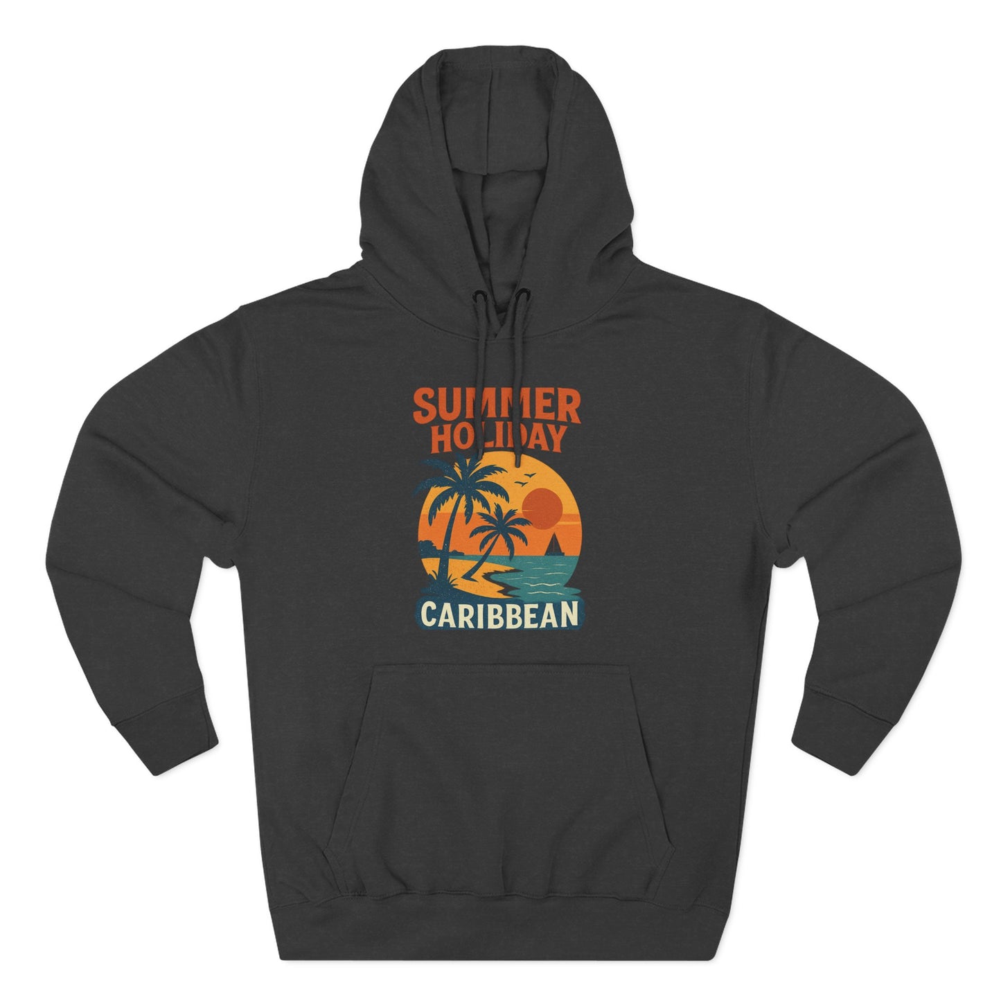 Caribbean Summer Holiday Hoodie, Tropical Fleece Pullover, Beach Vibes Sweatshirt, Vacation Apparel, Gift for Travelers