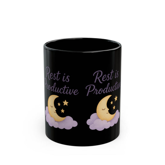 Rest is Productive Black Mug