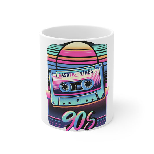 90s Retro Vibes Ceramic Coffee Cup