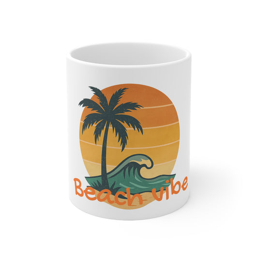 Tropical Sunset Ceramic Coffee Cups, Beach Vibes Mug